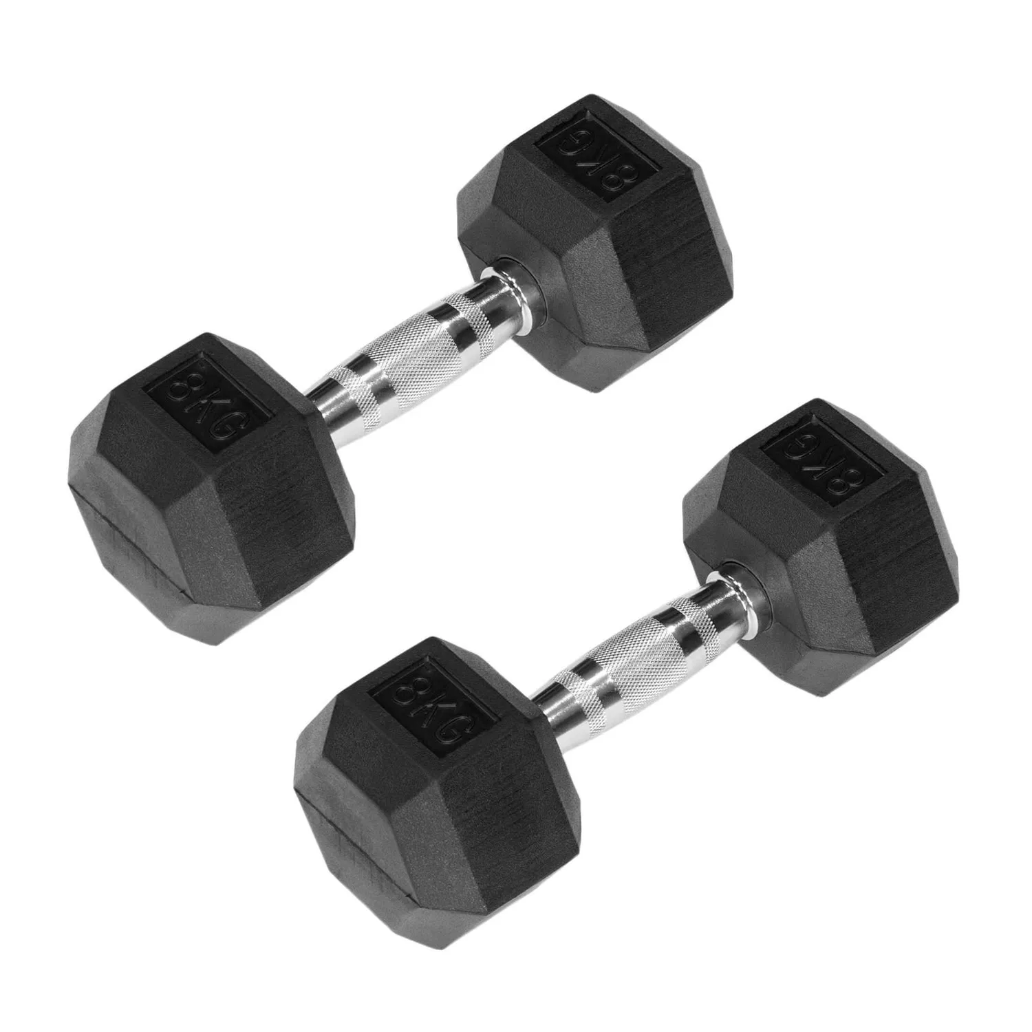 2-Piece Rubber Hex Dumbbell Set