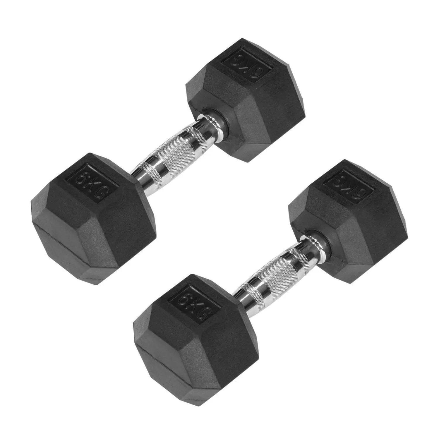 2-Piece Rubber Hex Dumbbell Set