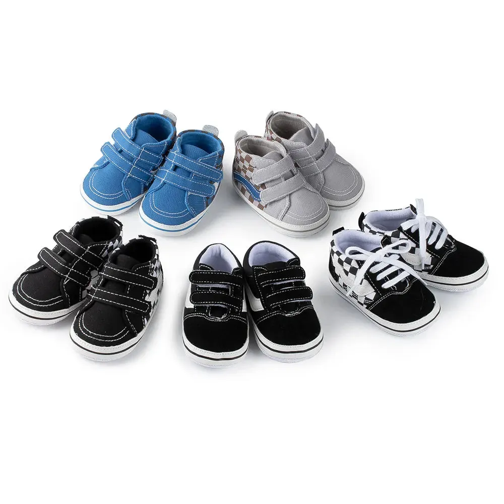 2023 New Baby Canvas Sneakers Anti-slip Soft Plaid Baby Boy Girl Shoes