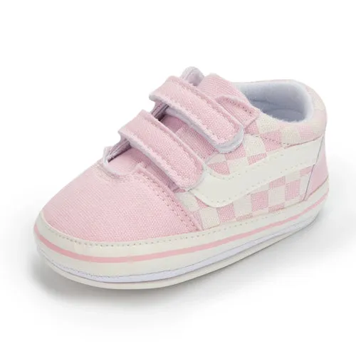 2023 New Baby Canvas Sneakers Anti-slip Soft Plaid Baby Boy Girl Shoes