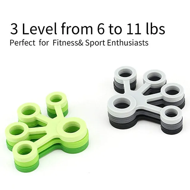 3 PCS Finger Trainer Silicone Finger Tensioner Five Finger Tension Ring(Dark Green (11LB))