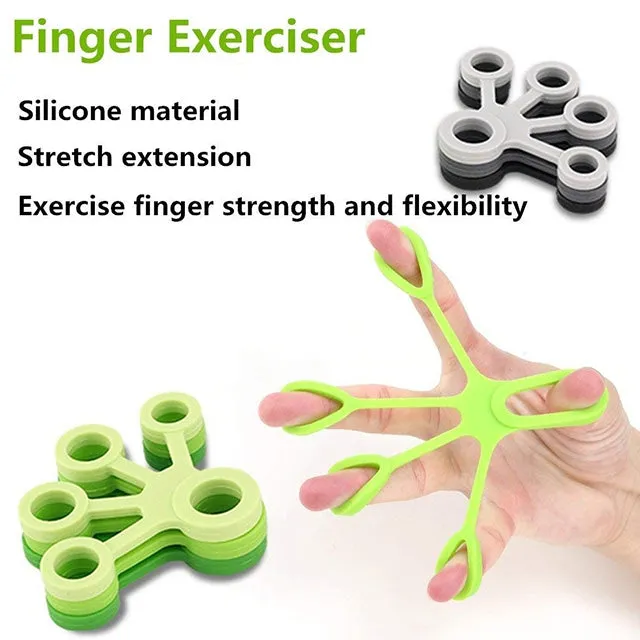 3 PCS Finger Trainer Silicone Finger Tensioner Five Finger Tension Ring(Dark Green (11LB))