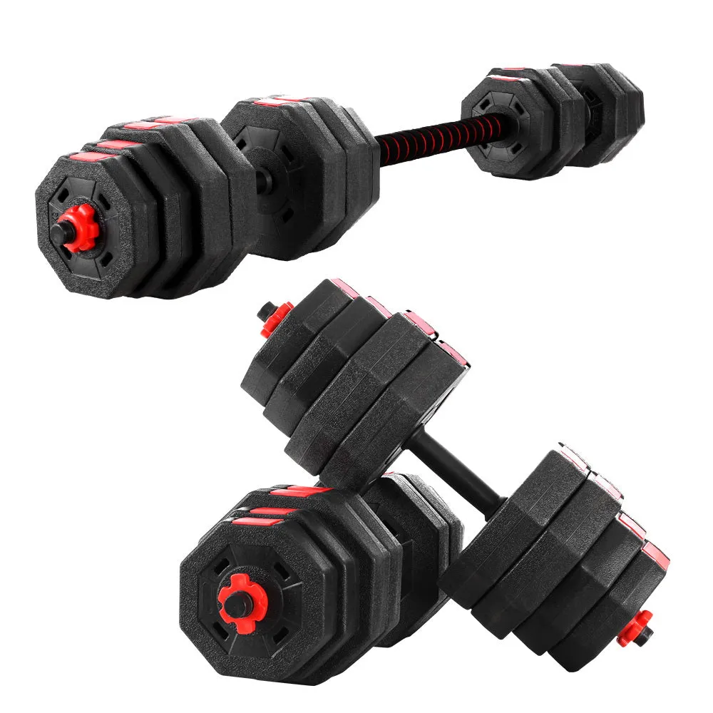 40KG 2-in-1 Dumbbell Barbell Set Adjustable Dumbbells Weights Home Gym Fitness