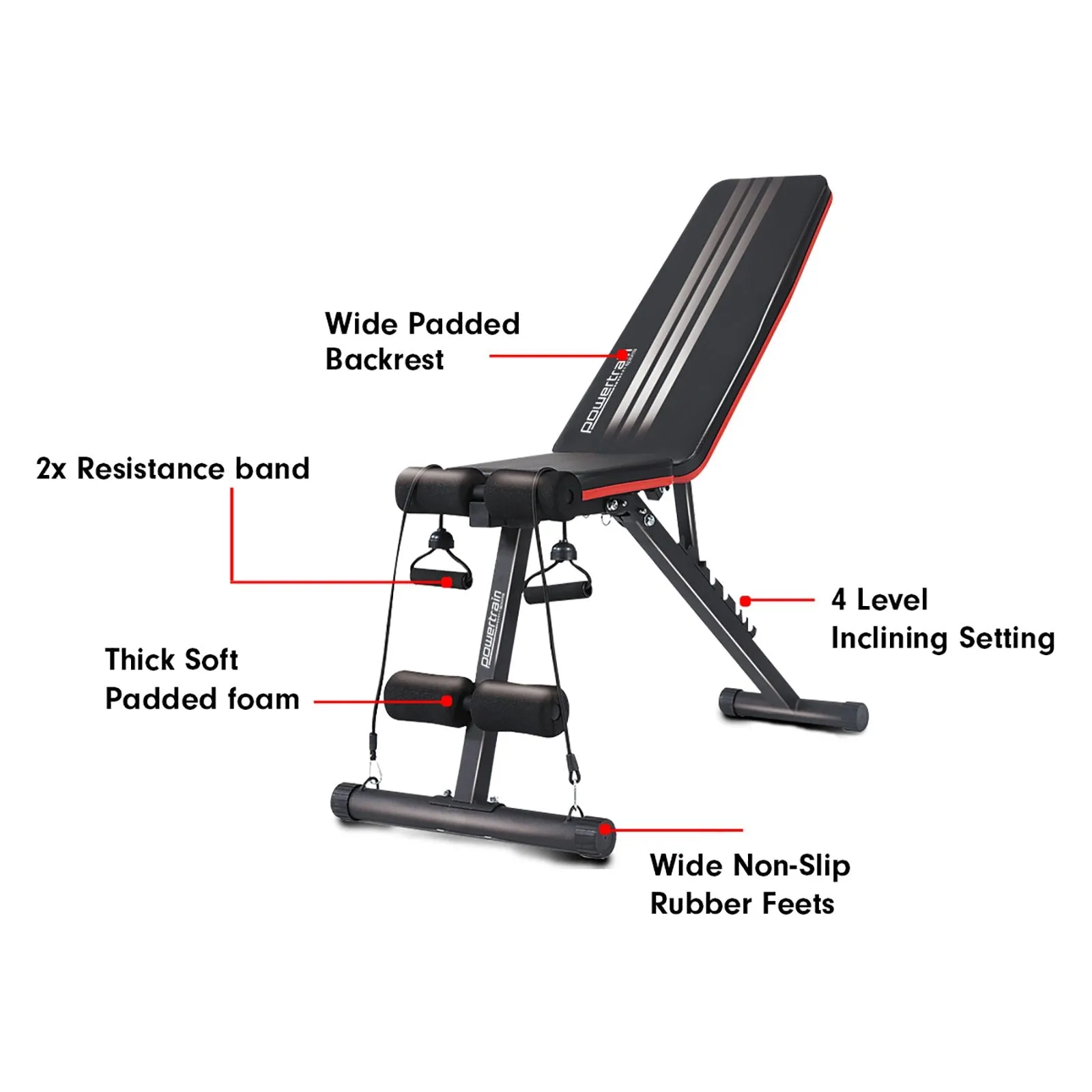 Adjustable Incline Decline Gym Bench, 150kg Load, Steel Frame, Powertrain