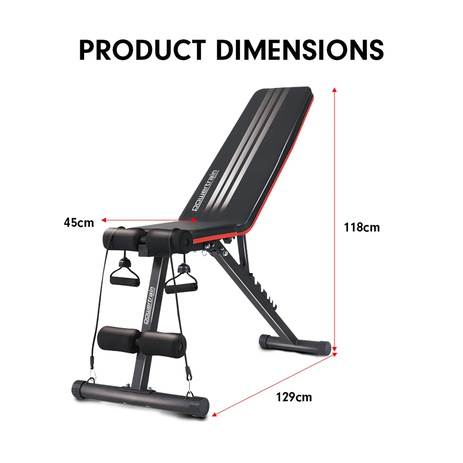 Adjustable Incline Decline Gym Bench, 150kg Load, Steel Frame, Powertrain