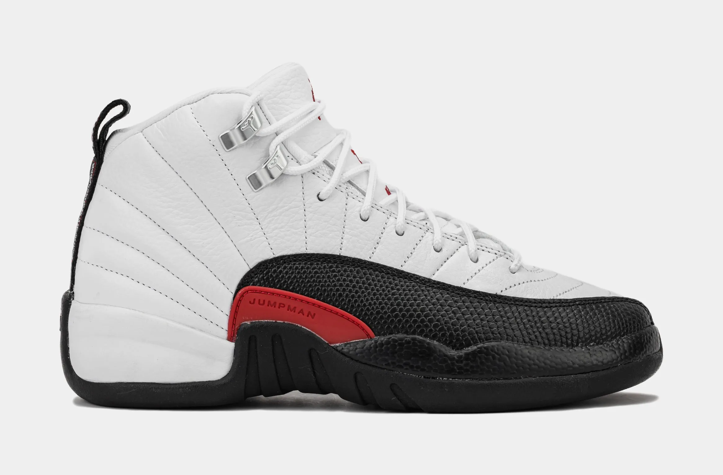 Air Jordan 12 Retro Taxi Flip Grade School Lifestyle Shoes (White/Gym Red/Black)