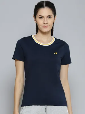 Alcis Women Navy Blue Slim Fit Running T-shirt