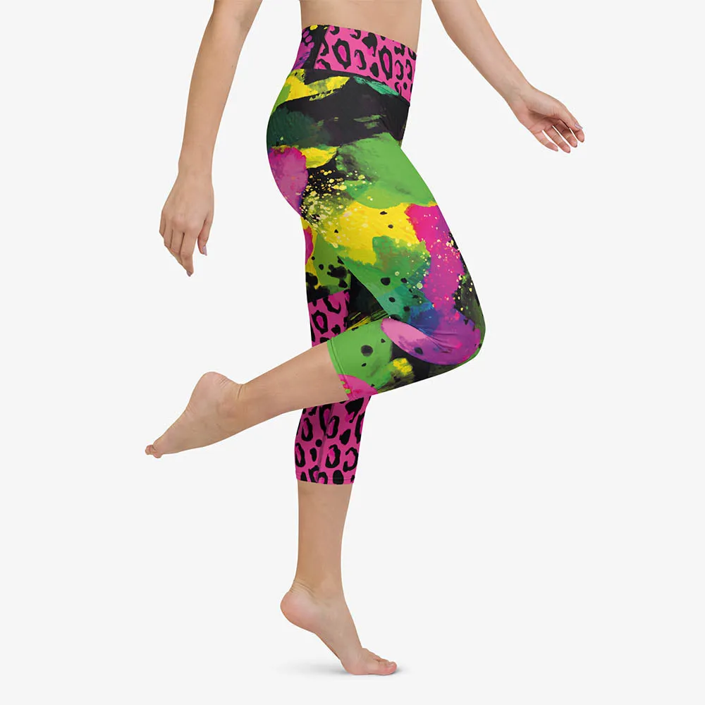 Animal Printed Capris "Wild Canvas" Green/Pink/Yellow