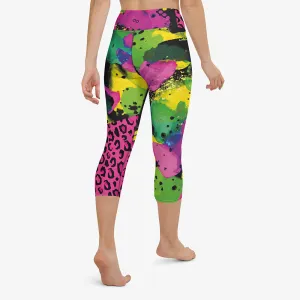 Animal Printed Capris "Wild Canvas" Green/Pink/Yellow