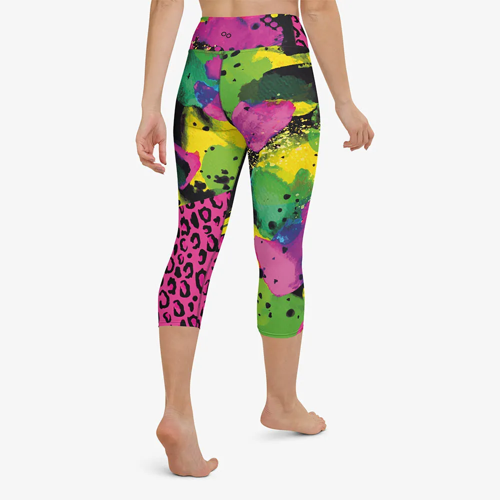 Animal Printed Capris "Wild Canvas" Green/Pink/Yellow