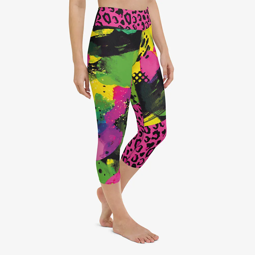 Animal Printed Capris "Wild Canvas" Green/Pink/Yellow