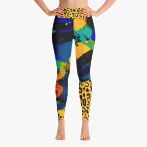 Animal Printed Leggings "Wild Canvas" Blue/Yellow