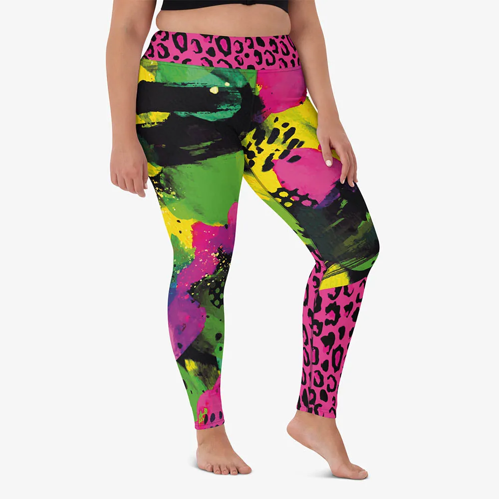 Animal Printed Leggings "Wild Canvas" Green/Pink/Yellow