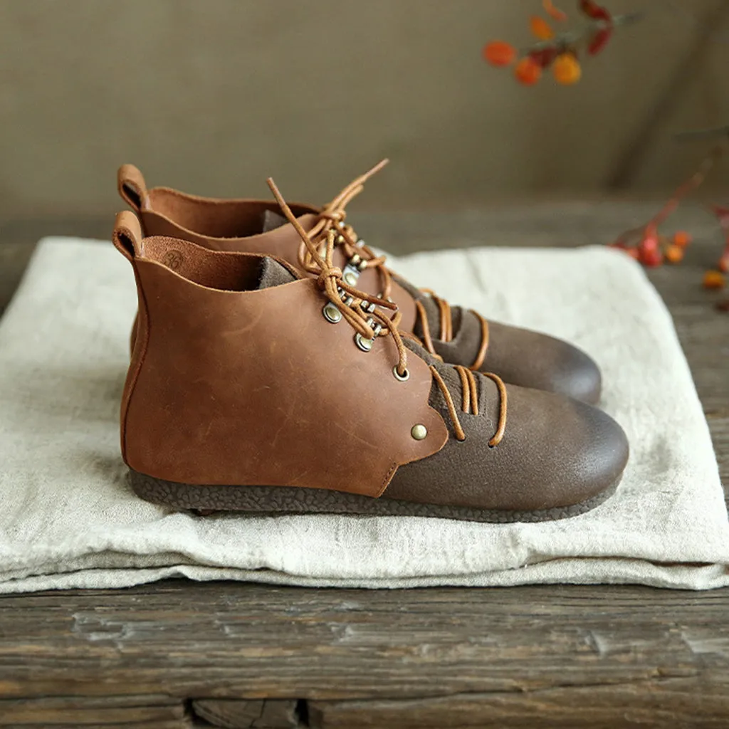 Autumn Retro Leather Casual Short Boots | Gift Shoes