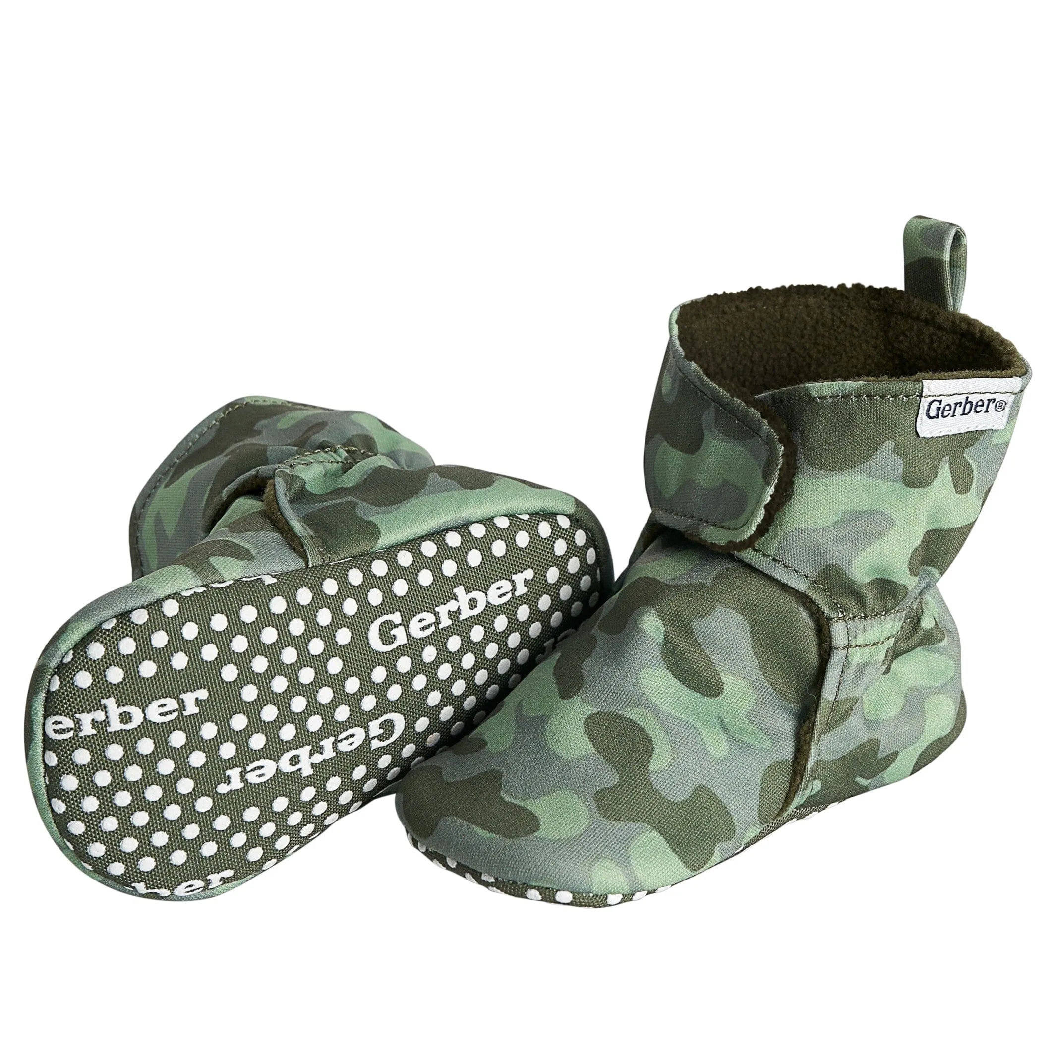 Baby Boys Green Camo Soft Booties