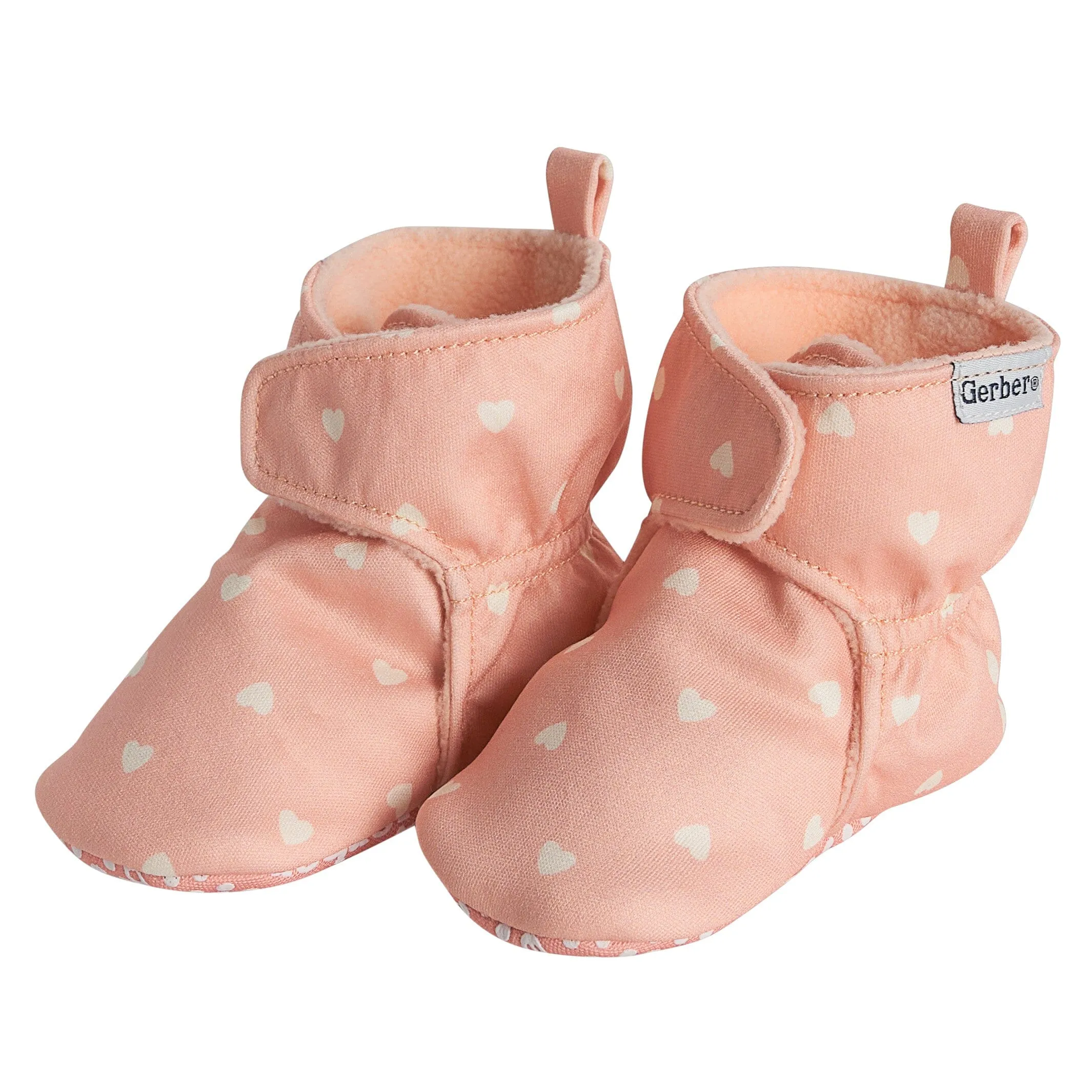 Baby Girls Pink Hearts Soft Booties