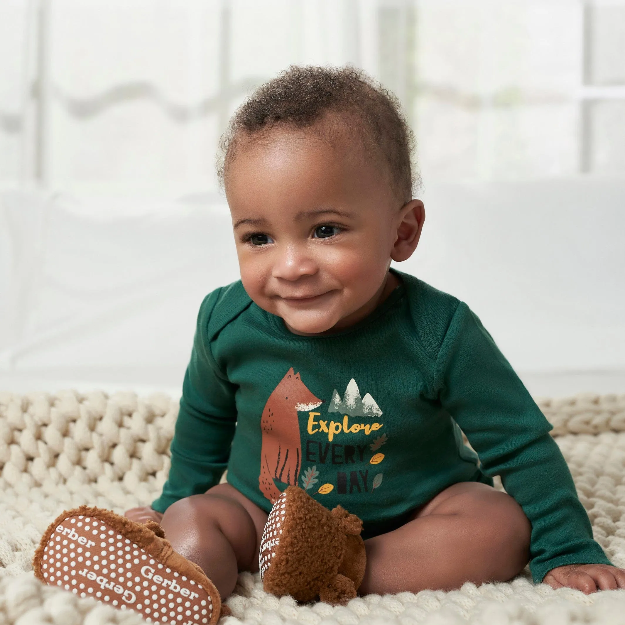 Baby Neutral Brown Sherpa Booties