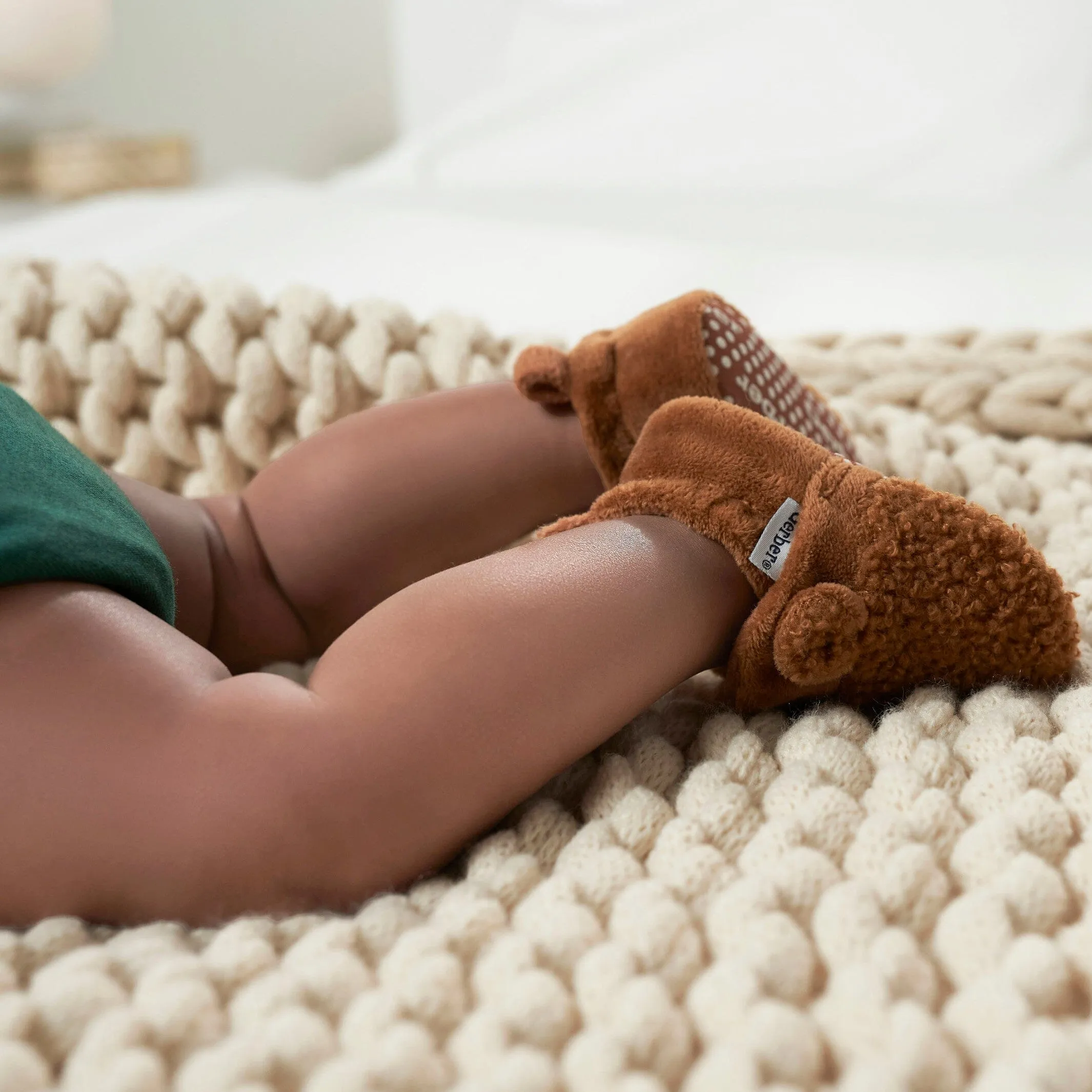 Baby Neutral Brown Sherpa Booties