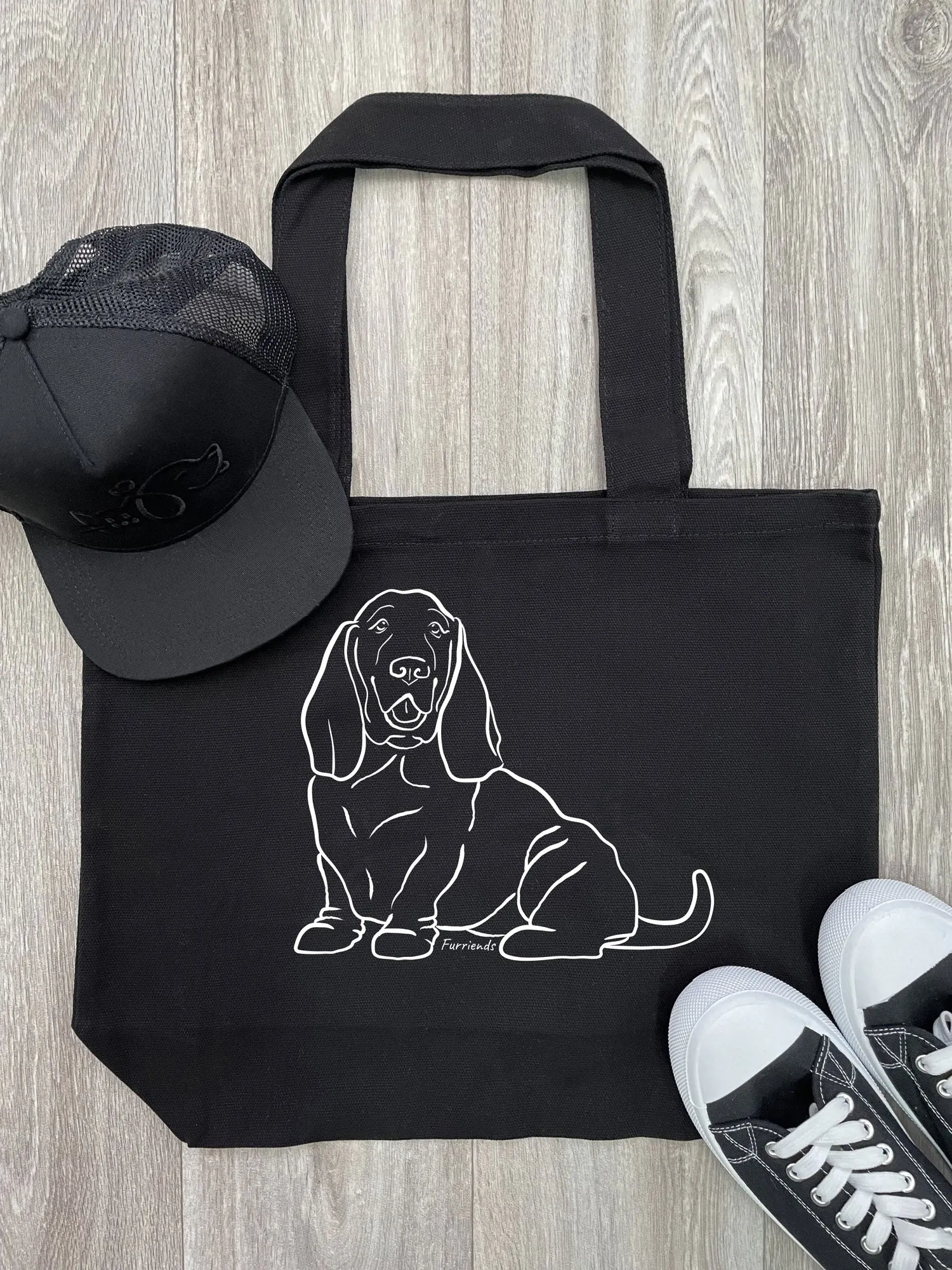 Basset Hound Cotton Canvas Shoulder Tote Bag