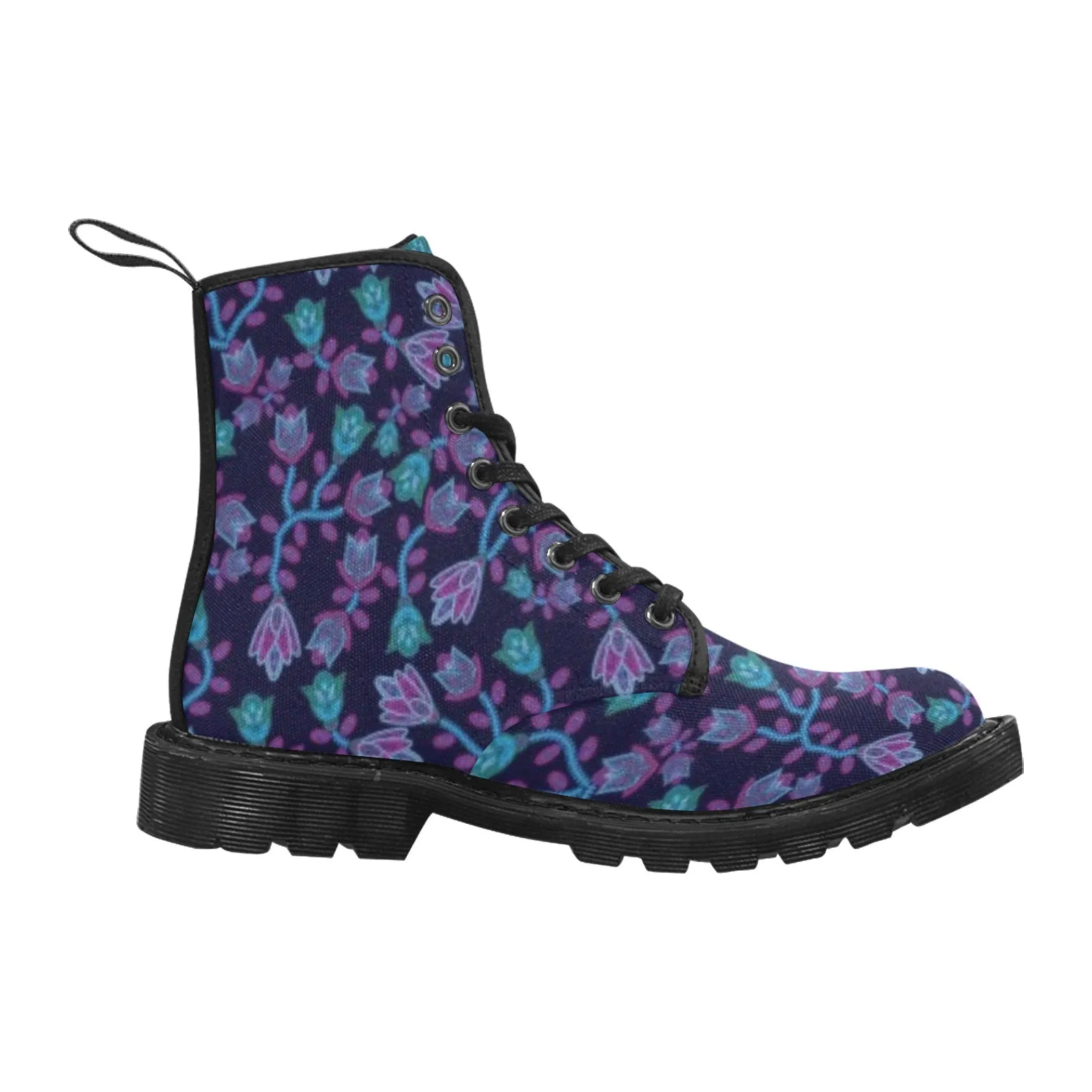 Beaded Blue Nouveau Boots for Men (Black)