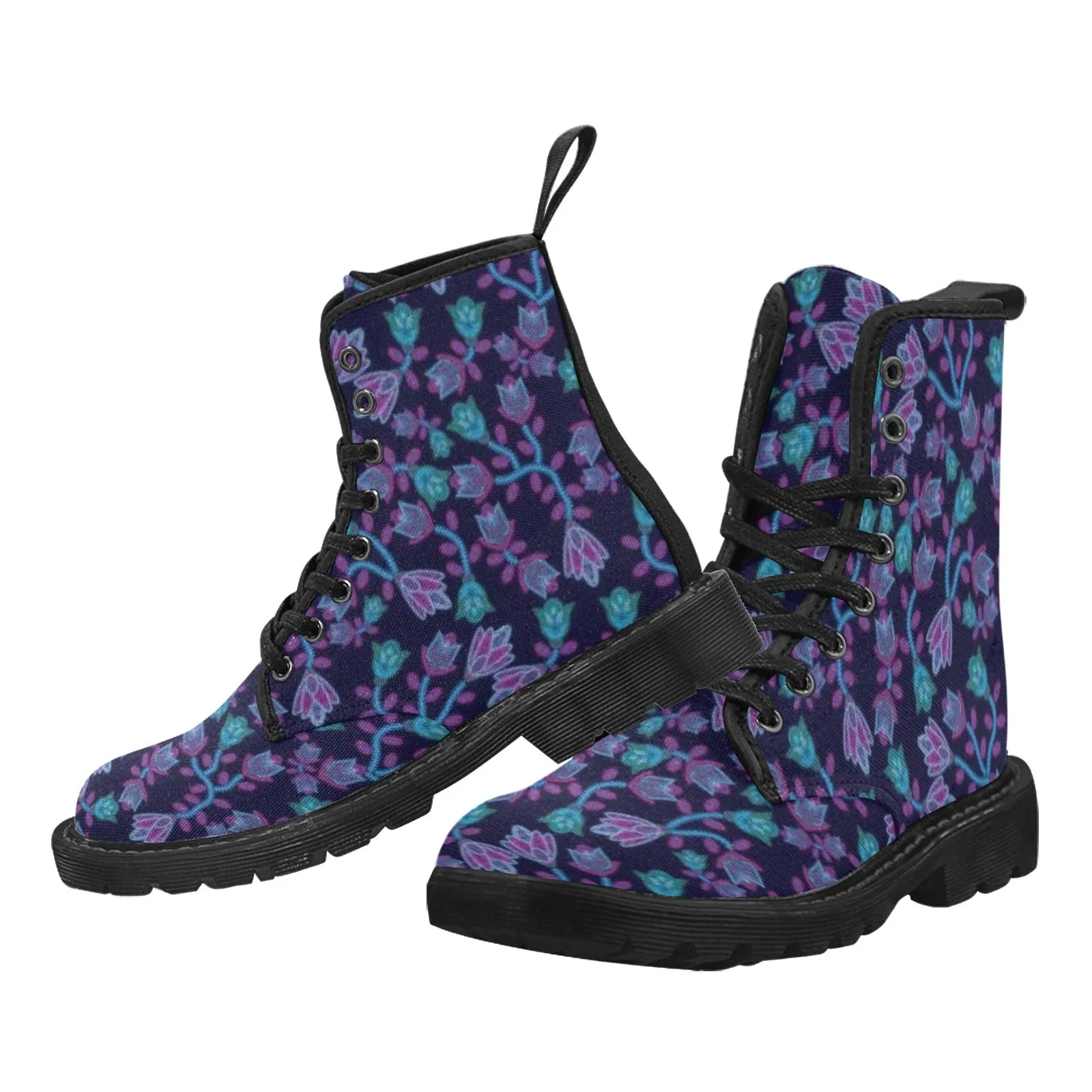 Beaded Blue Nouveau Boots for Men (Black)