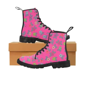 Berry Flowers Boots for Men (Black)