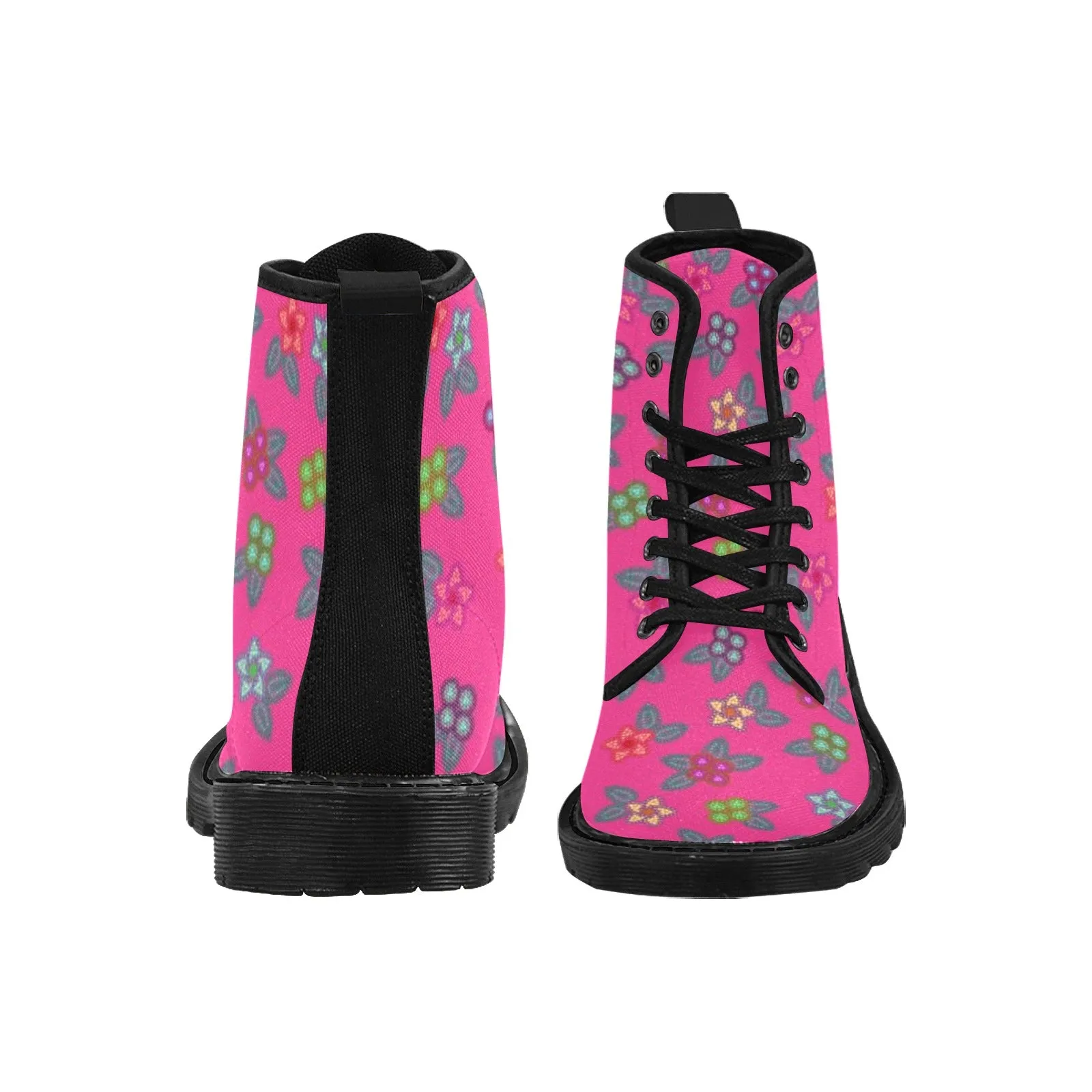 Berry Flowers Boots for Men (Black)