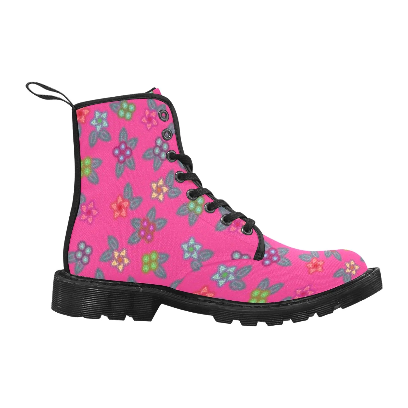 Berry Flowers Boots for Men (Black)