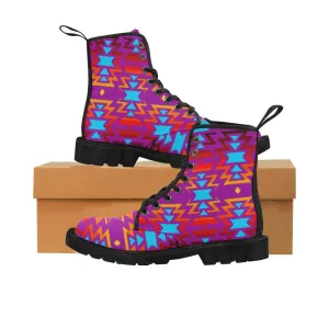 Big Pattern Fire Colors and Sky Moon Shadow Boots for Men (Black)