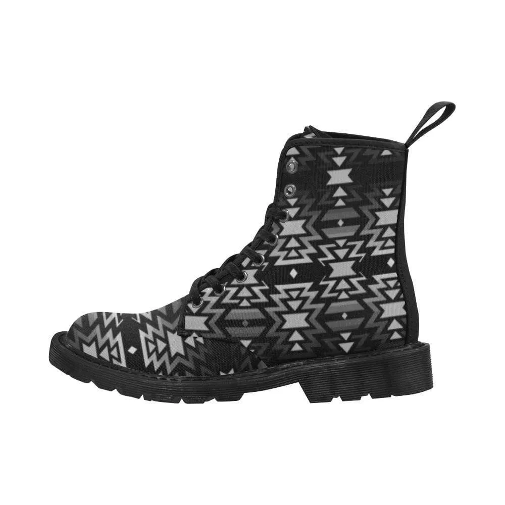 Black Fire Black and Gray Boots for Men (Black)