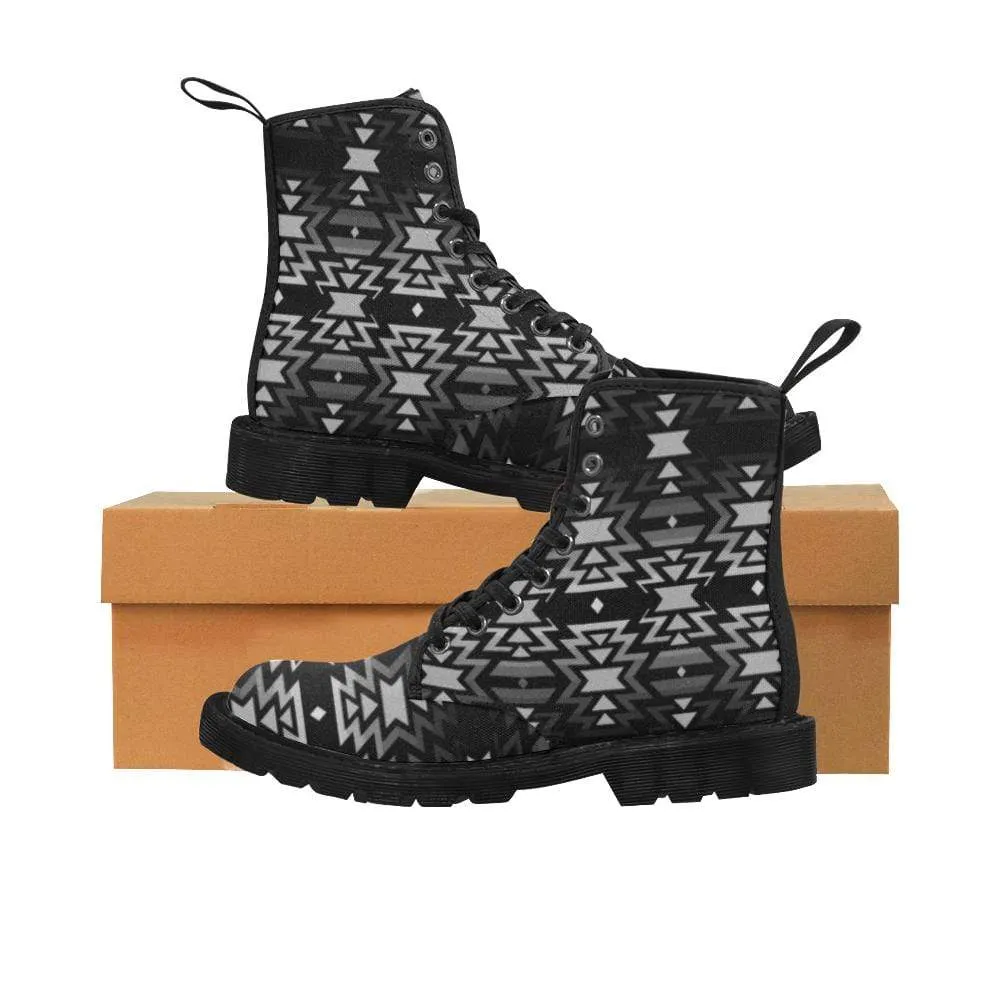 Black Fire Black and Gray Boots for Men (Black)