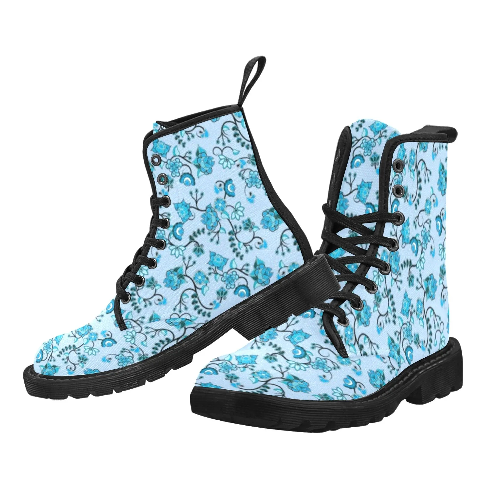 Blue Floral Amour Boots for Men (Black)