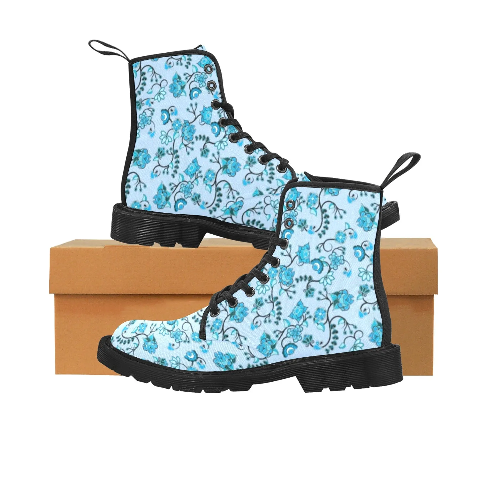 Blue Floral Amour Boots for Men (Black)