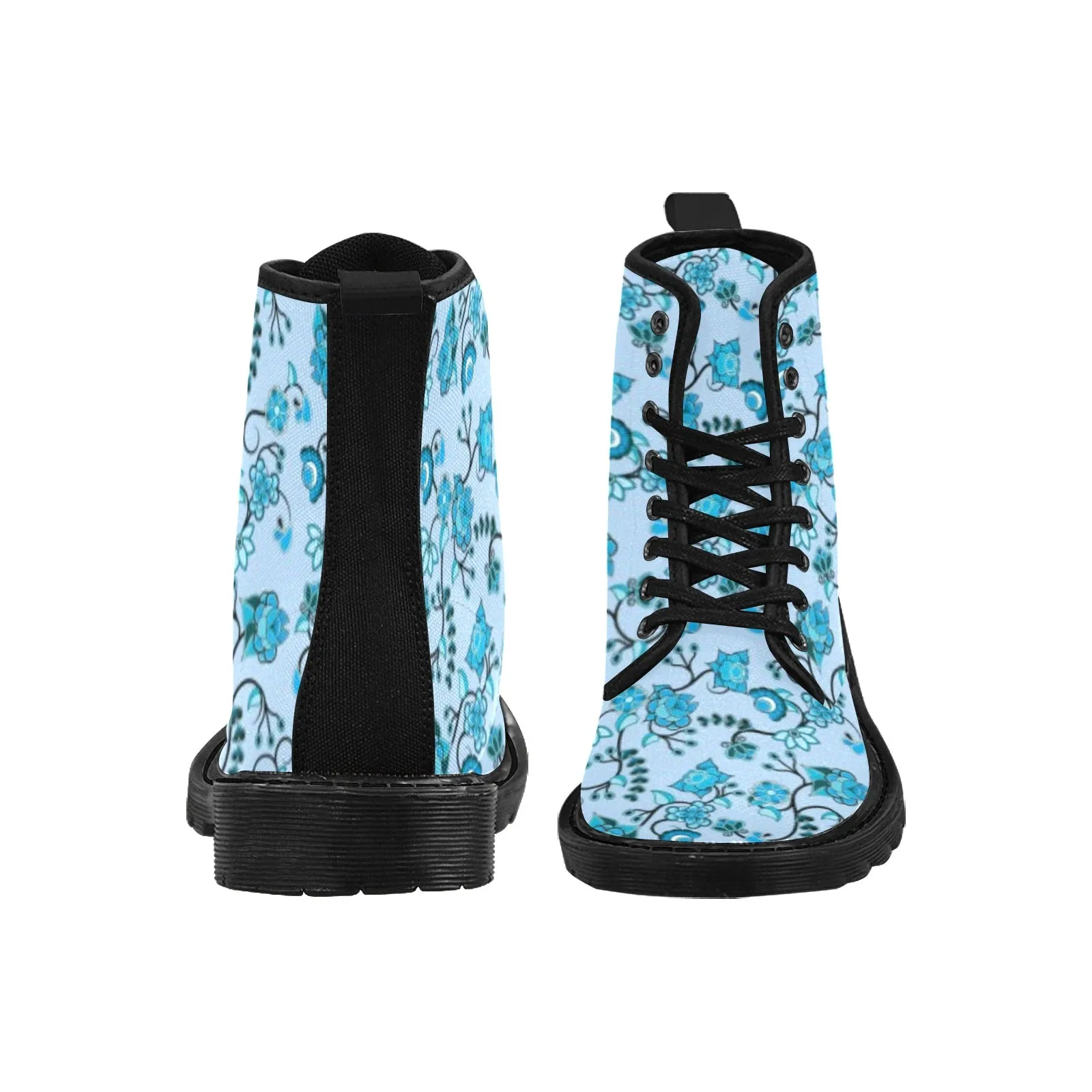 Blue Floral Amour Boots for Women (Black)