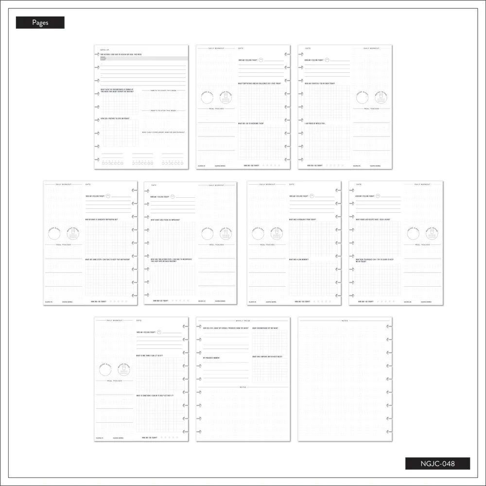 Bold Tiles - Classic Guided Fitness Journal - 80 Sheets