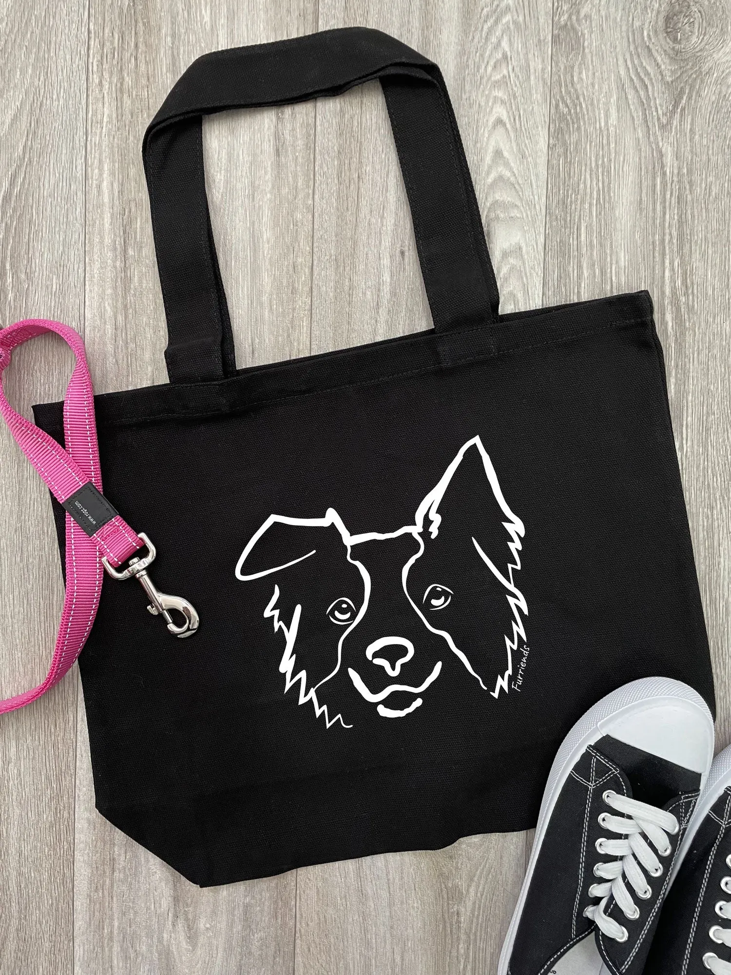 Border Collie Cotton Canvas Shoulder Tote Bag