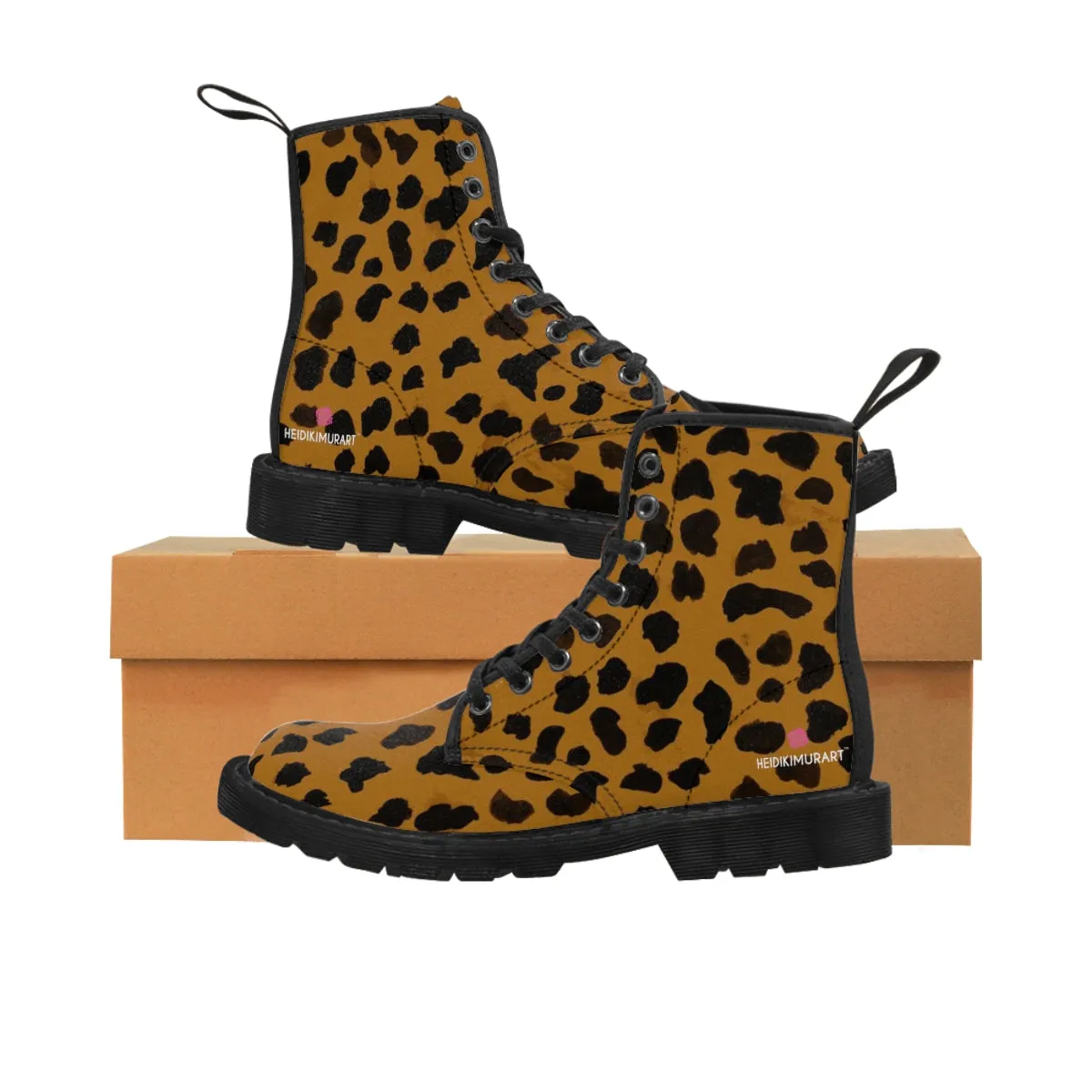 Brown Cheetah Print Women's Boots, Animal Print Designer Best Winter Boots For Women (US Size 6.5-11)