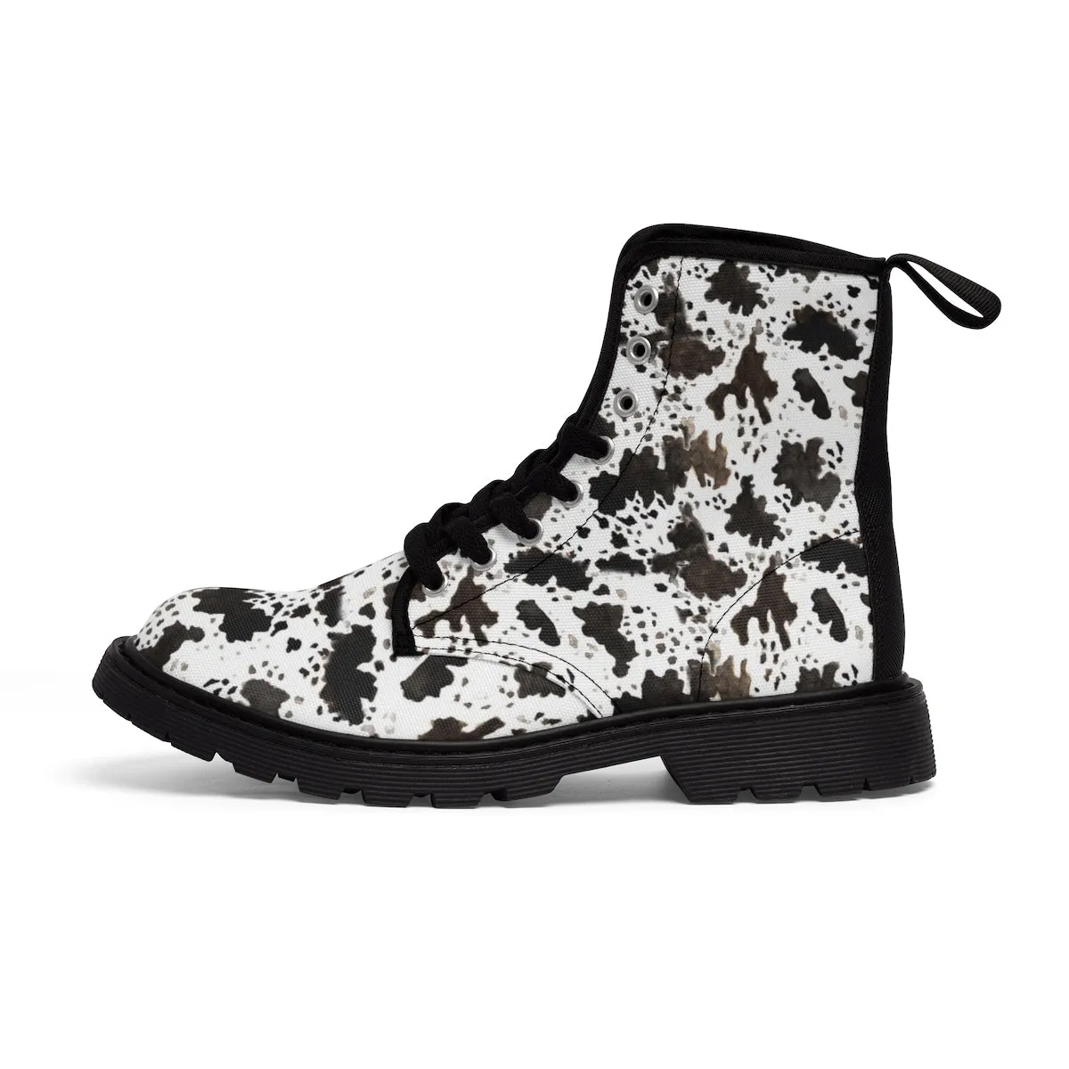 Brown Cow Women's Boots, Cow Animal Print Canvas Women's Winter Boots Shoes