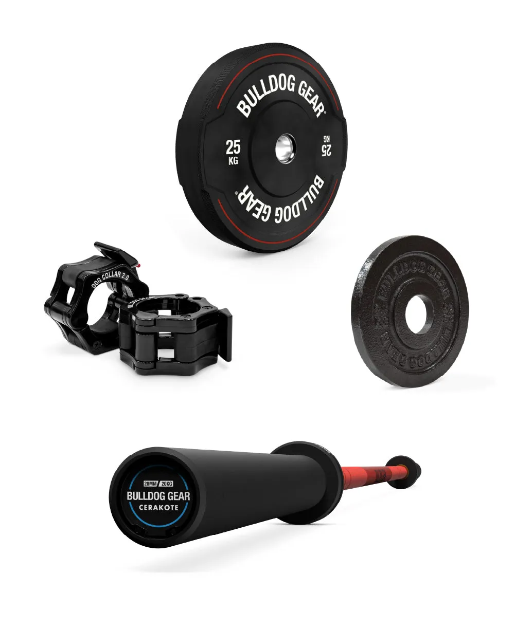 Bulldog Gear - Mens 20kg Barbell & Bumper Plate Bundle