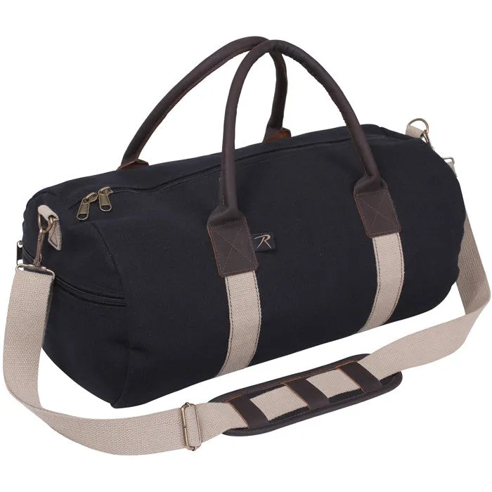 Canvas & Leather Gym Carry Duffle Bag with Straps