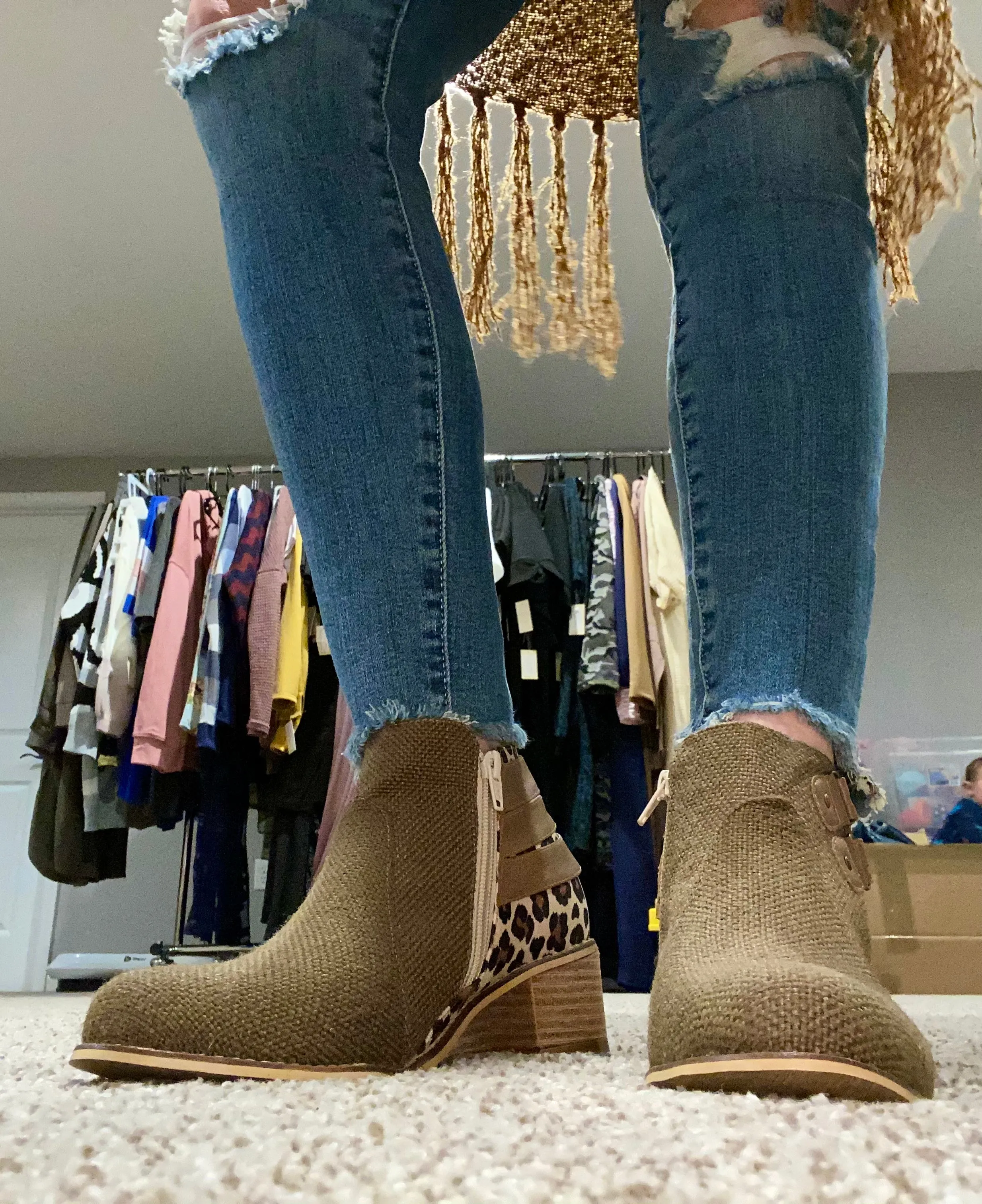 Canvas/leopard booties