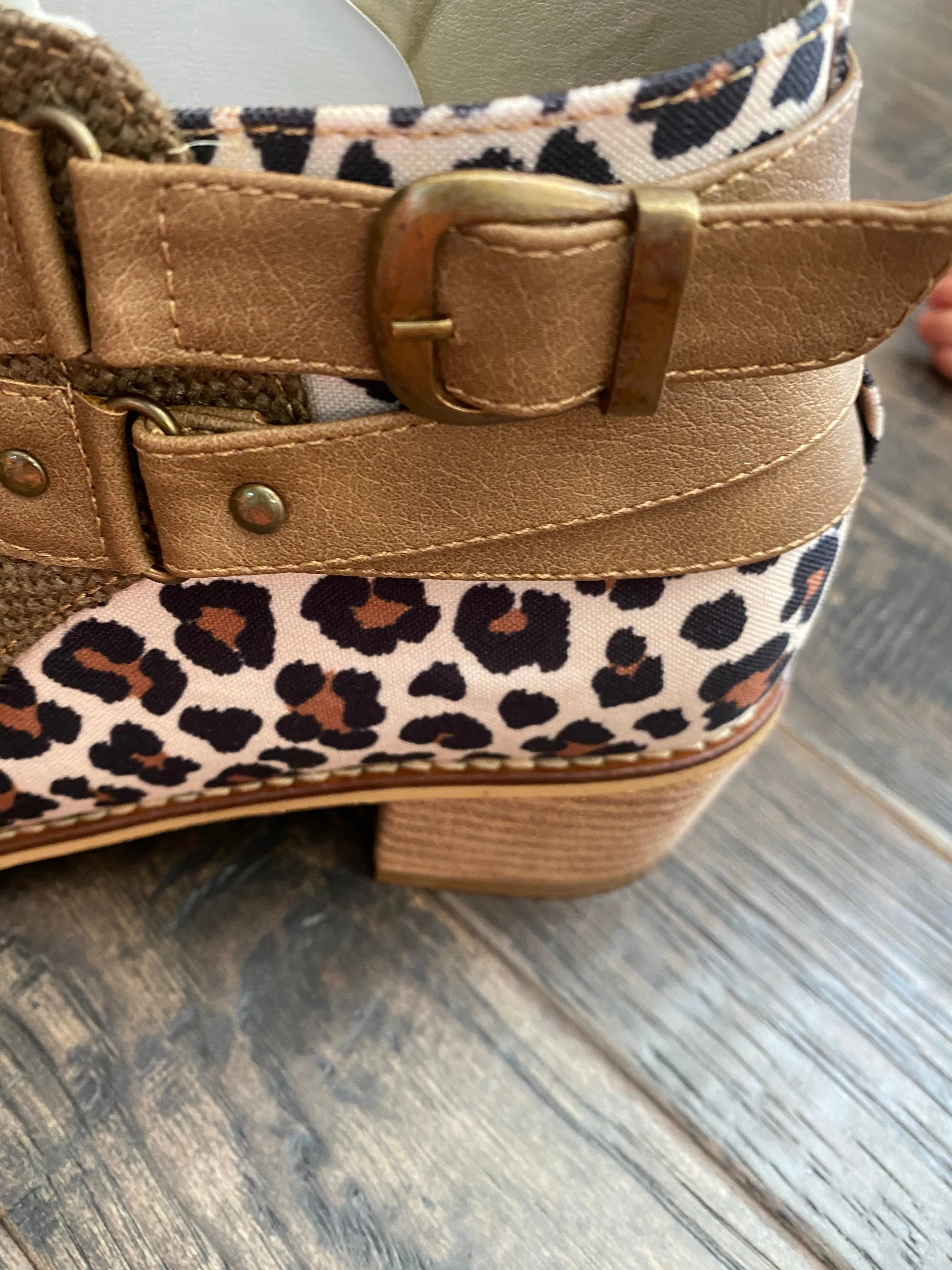 Canvas/leopard booties