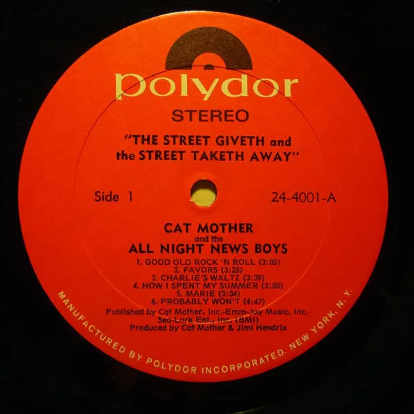 Cat Mother And The All-Night Newsboys - The Street Giveth.. And The Street Taketh Away (LP, Album) (VG)