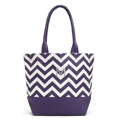 Chevron Canvas Tote - Grape