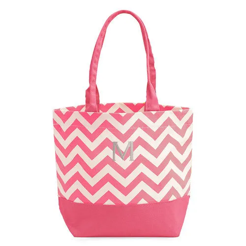 Chevron Canvas Tote - Pink