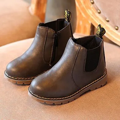 Children's shoes autumn winter 2016 boys girls low short leisure leather retro Martin waterproof boots kids botas infantis 489