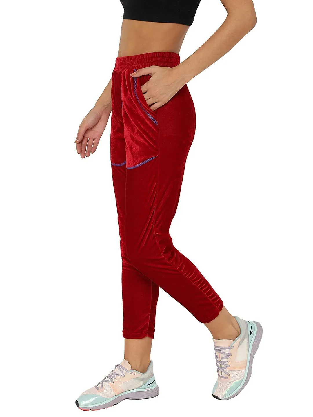 CHKOKKO Yoga Gym Workout Active Wear Sports Fitness Track Pant for Women Maroon 3XL