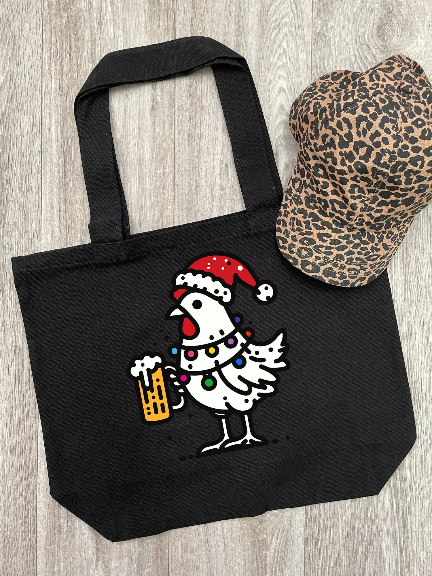 Christmas Cheers Cotton Canvas Shoulder Tote Bag