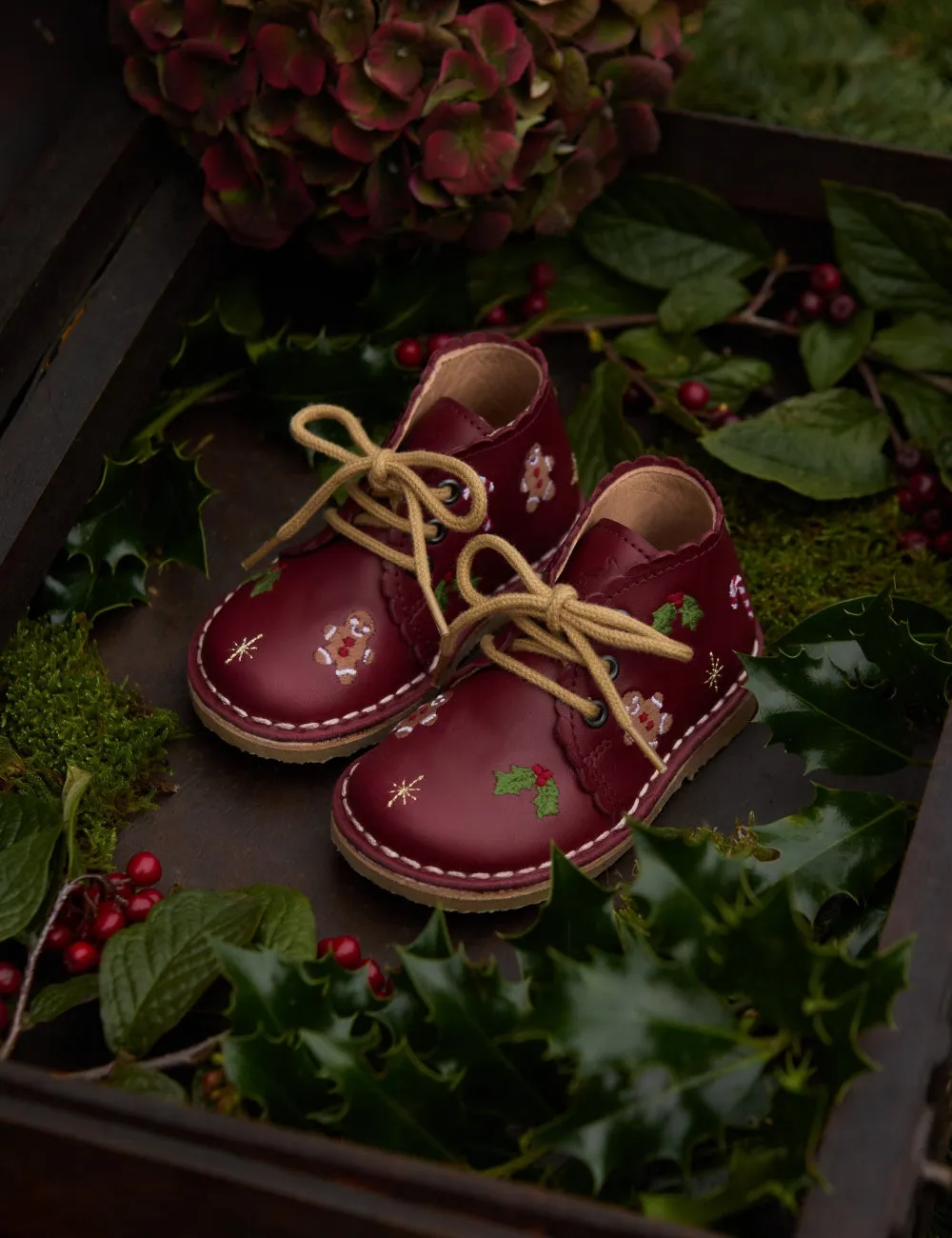 Christmas Scallop Boot - Bordeaux