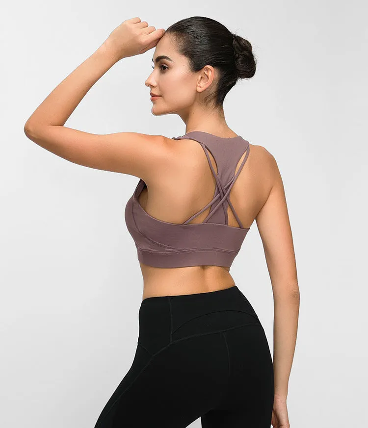 Contrast-panel sports bra